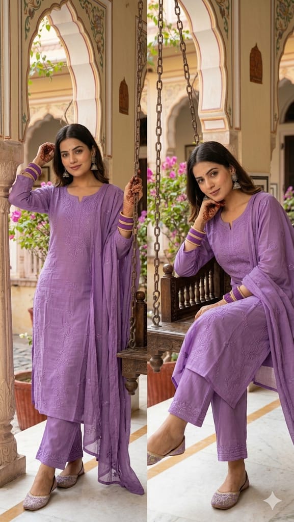 Purple Chikankari Kurti