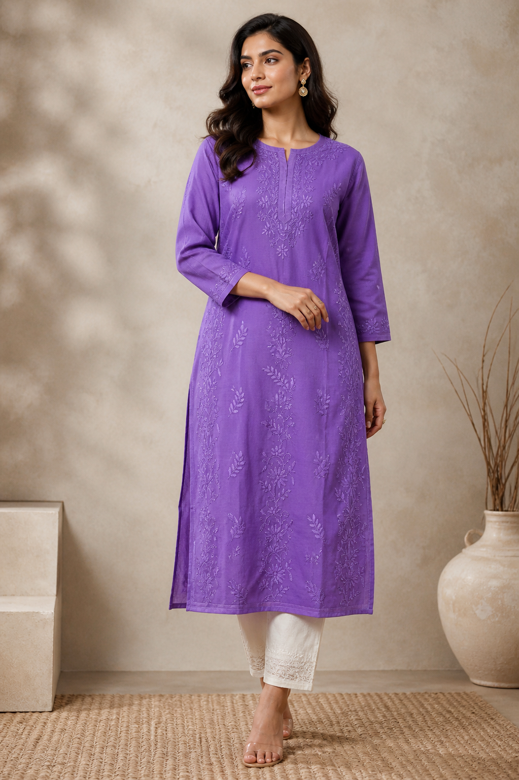 Purple Chikankari  Kurti