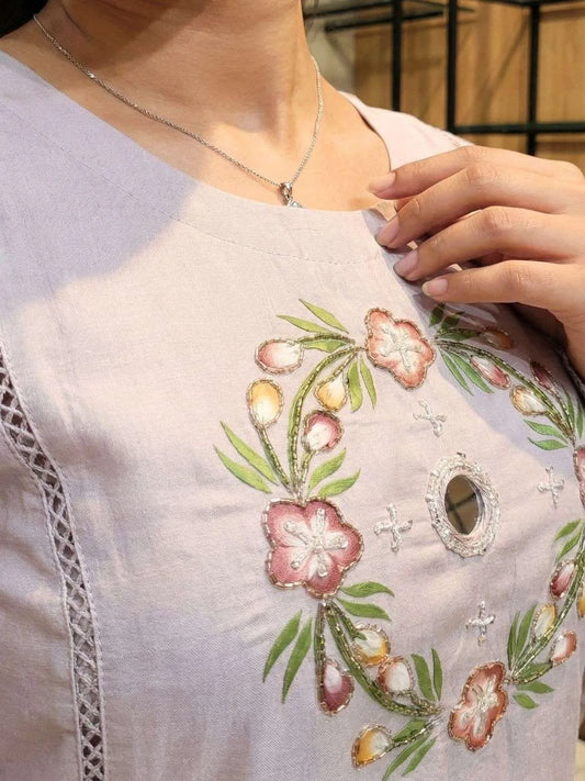 Silk Blend With Hand Embroidery Work