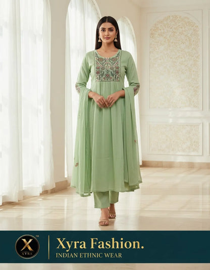 Mint Green Mal Cotton Embroidered