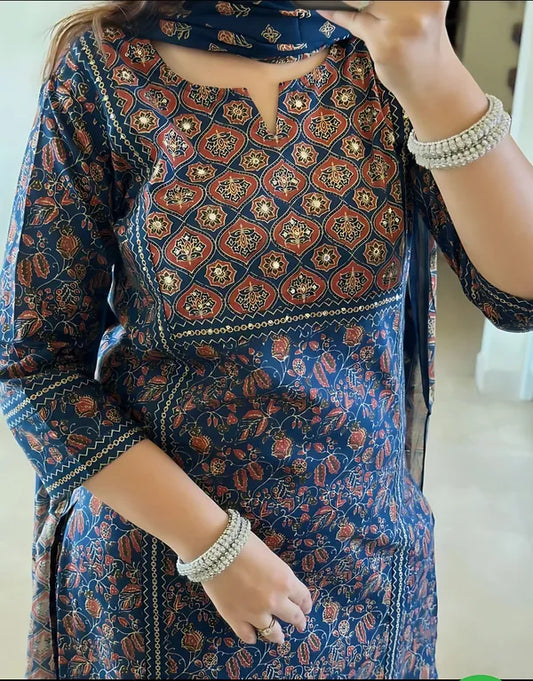 Blue Pure Cotton Ajrak