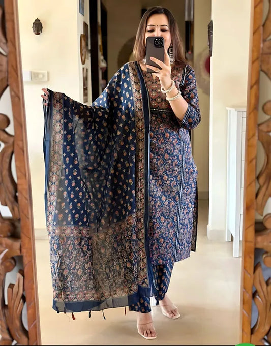Blue Pure Cotton Ajrak