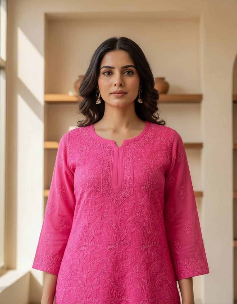 Pink ChikanKari palazzo set