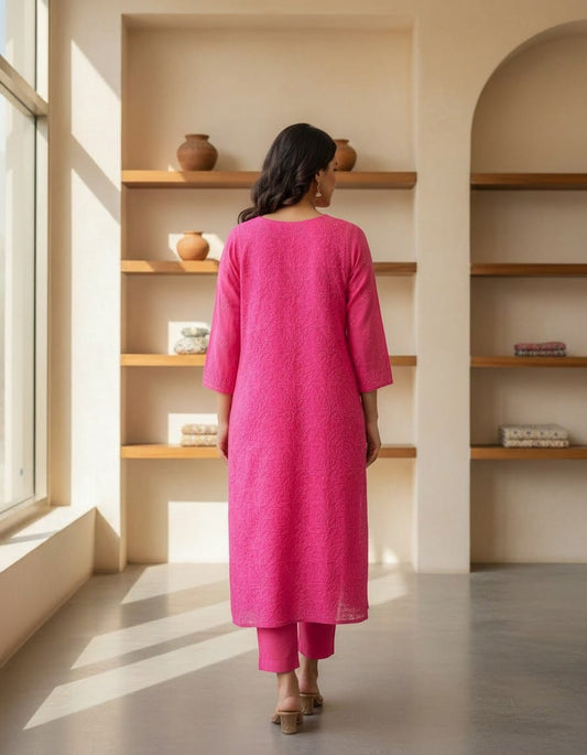 Pink ChikanKari palazzo set