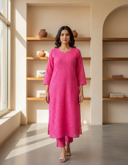Pink ChikanKari palazzo set