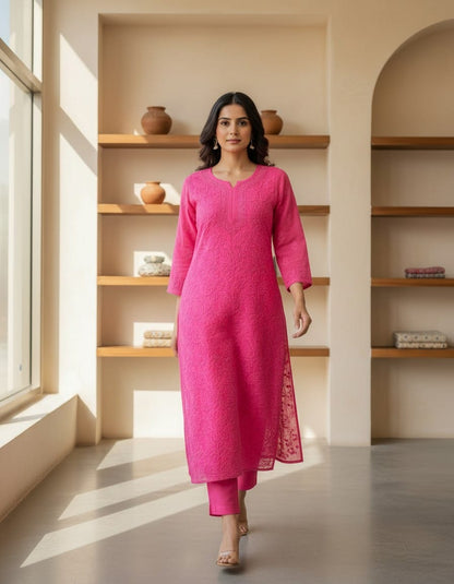 Pink ChikanKari palazzo set