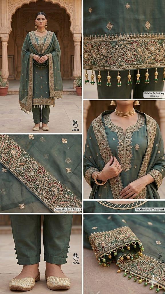 Dark Green  Embroidary
