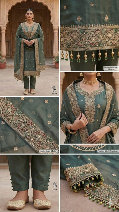 Dark Green  Embroidary