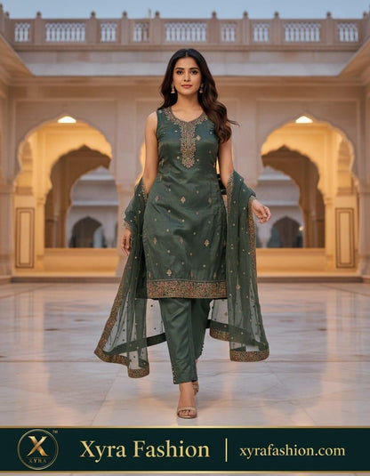 Dark Green  Embroidary
