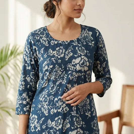 Black Rayon Printed Kurti