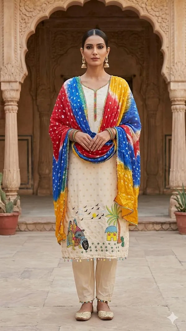 Multicolour Paper Printed Kurti