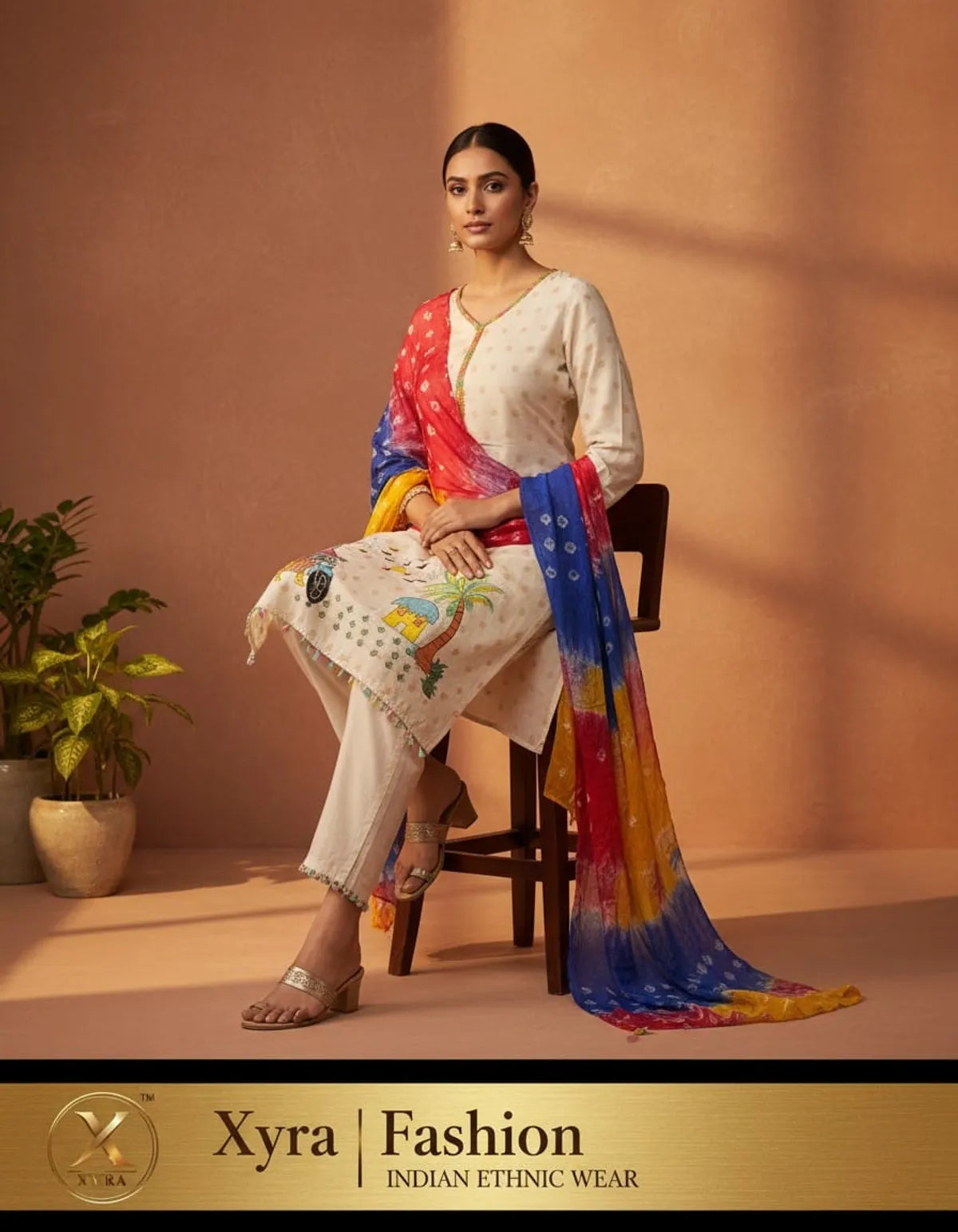 Multicolour Paper Printed Kurti