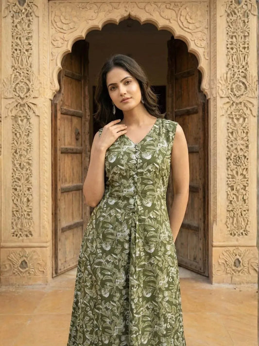 Green Masleen Printed Co Ord Set