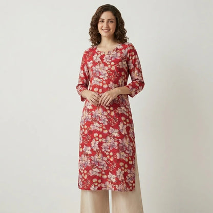Red Cotton Printed Shirt